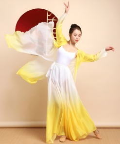 Áo Choàng Múa Cổ Trang- Màu Vàng (2)